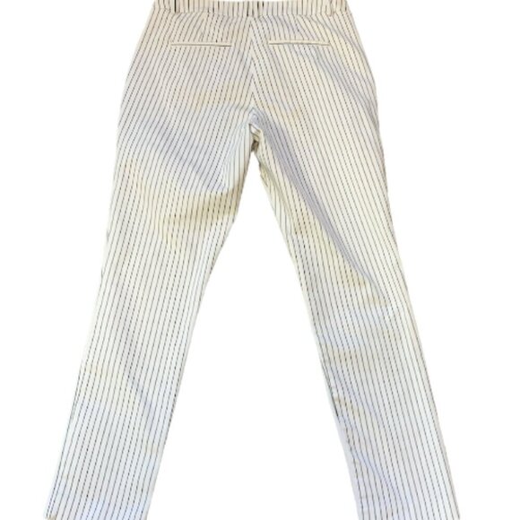 H&M Ankle Pants Trousers White with Black Pinstripes Sz 8 #18A - Picture 4 of 6